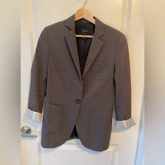 Mango | Structured Wool Suit Jacket | Grey | Size 6 | Blazer | Inner lining - Picture 3 of 9
